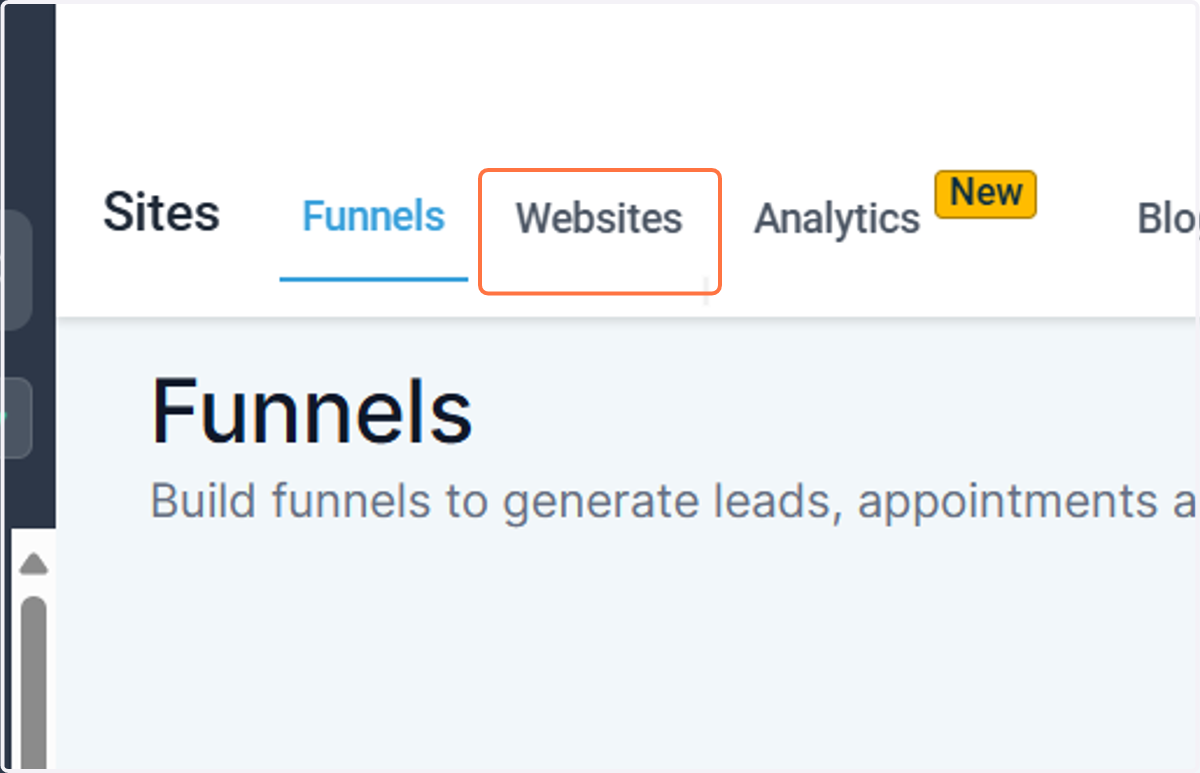 Click on Websites
