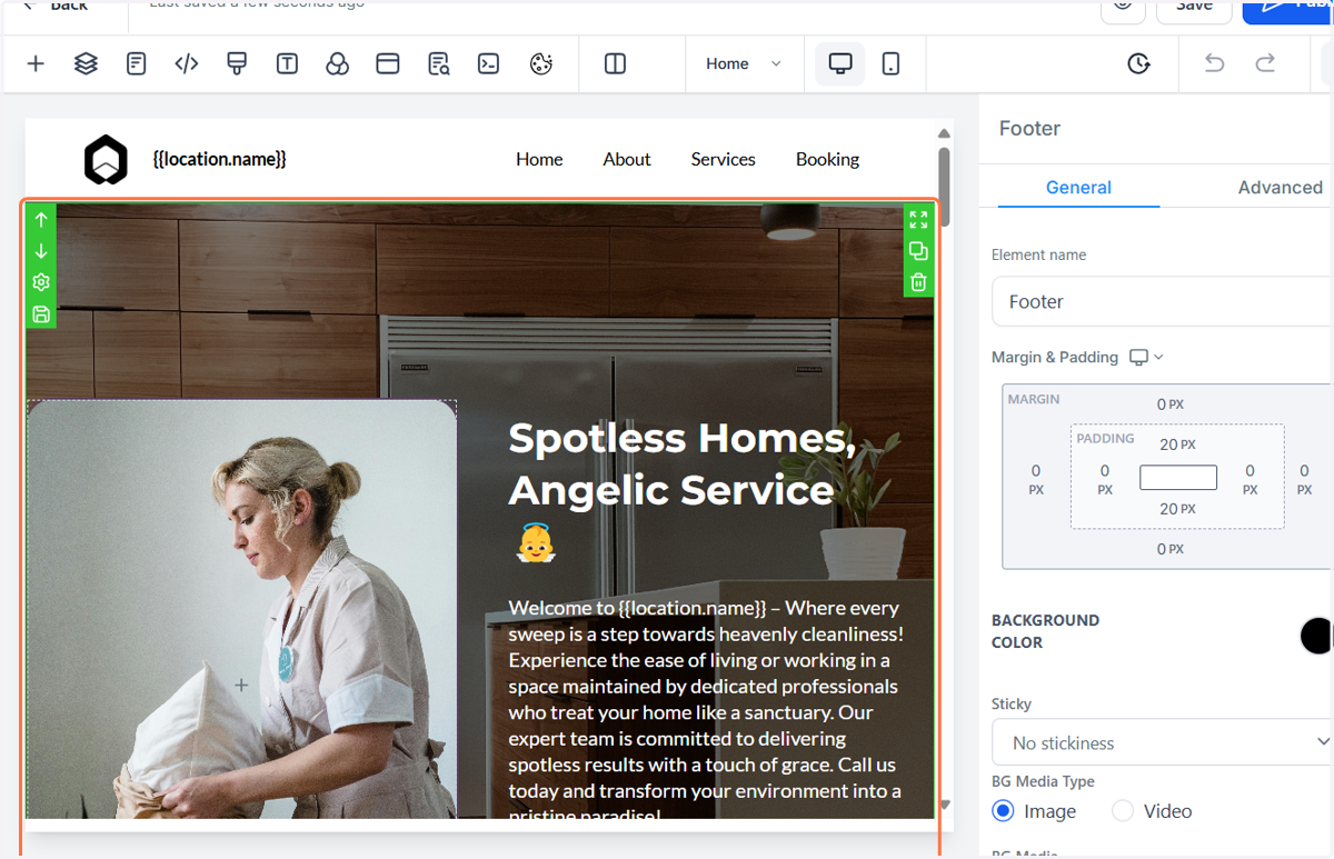 You can now edit your new website