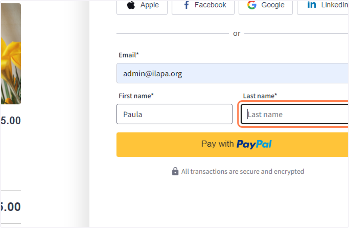 Enter your First name and Last name
