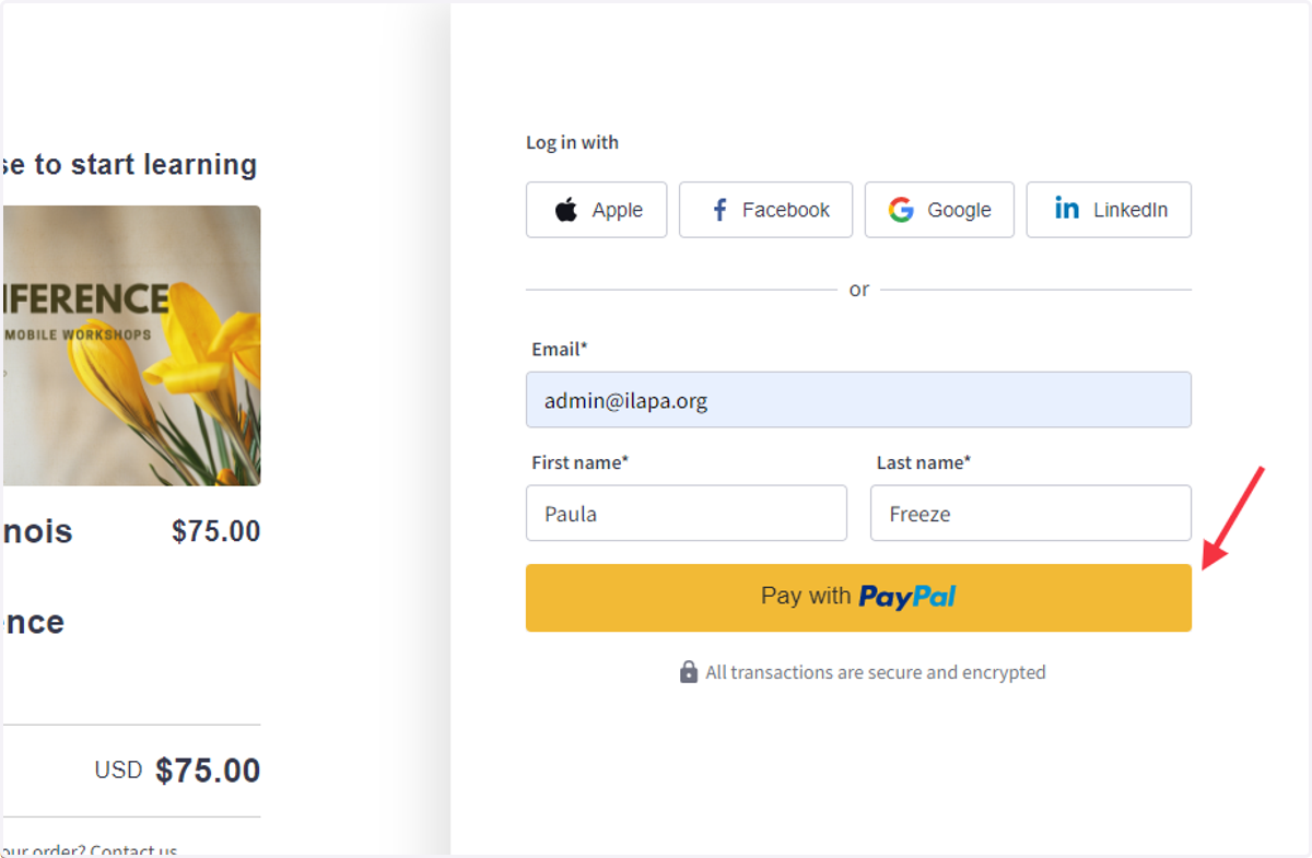 Click on the PayPal button.