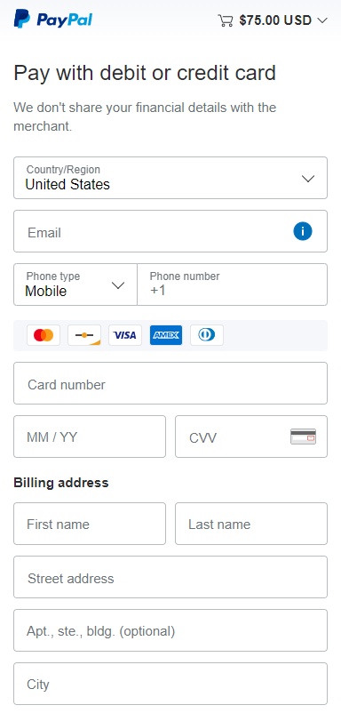 Complete your payment on the next screen. Your email / card does not need to be linked to a PayPal account.