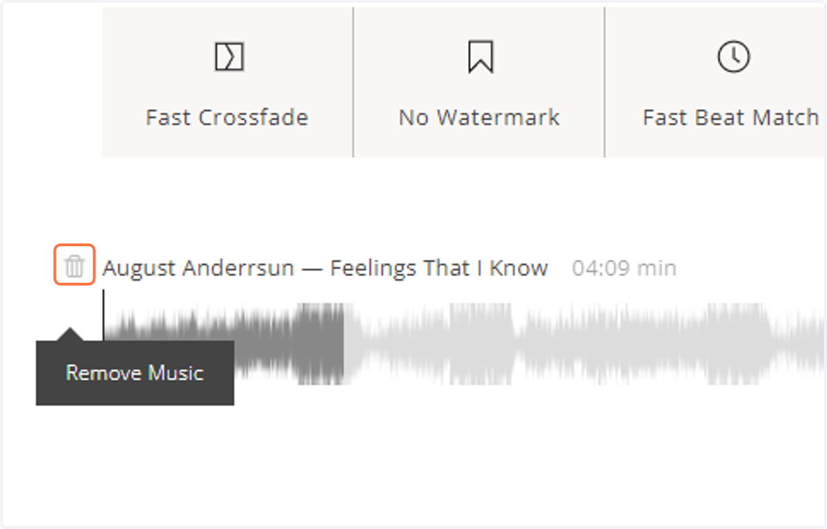 If you need to remove a track, click on the trash bin icon to the left of the track name.