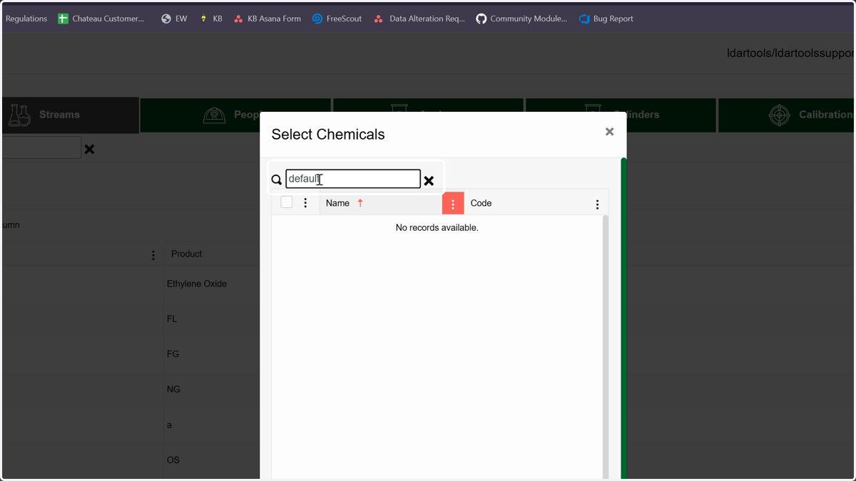 If you do not have your stream compositions, you can choose Default as the chemical