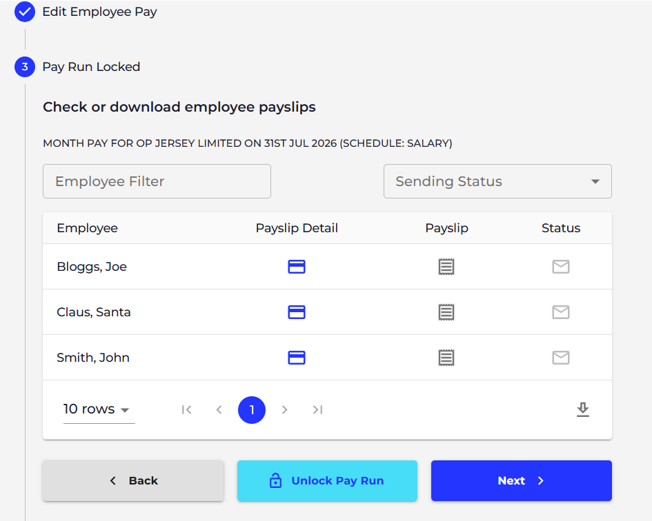 Select "Unlock Pay Run"