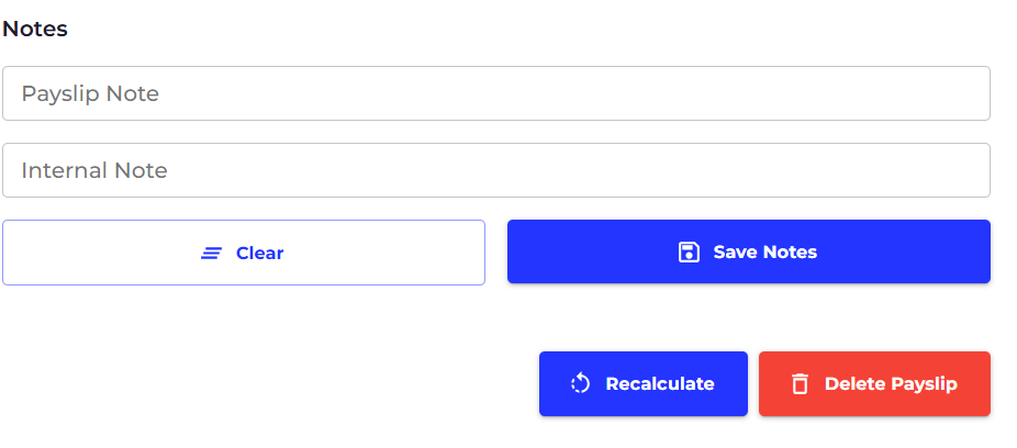 Once you're ready, please select "Recalculate" at the bottom right of the payslip