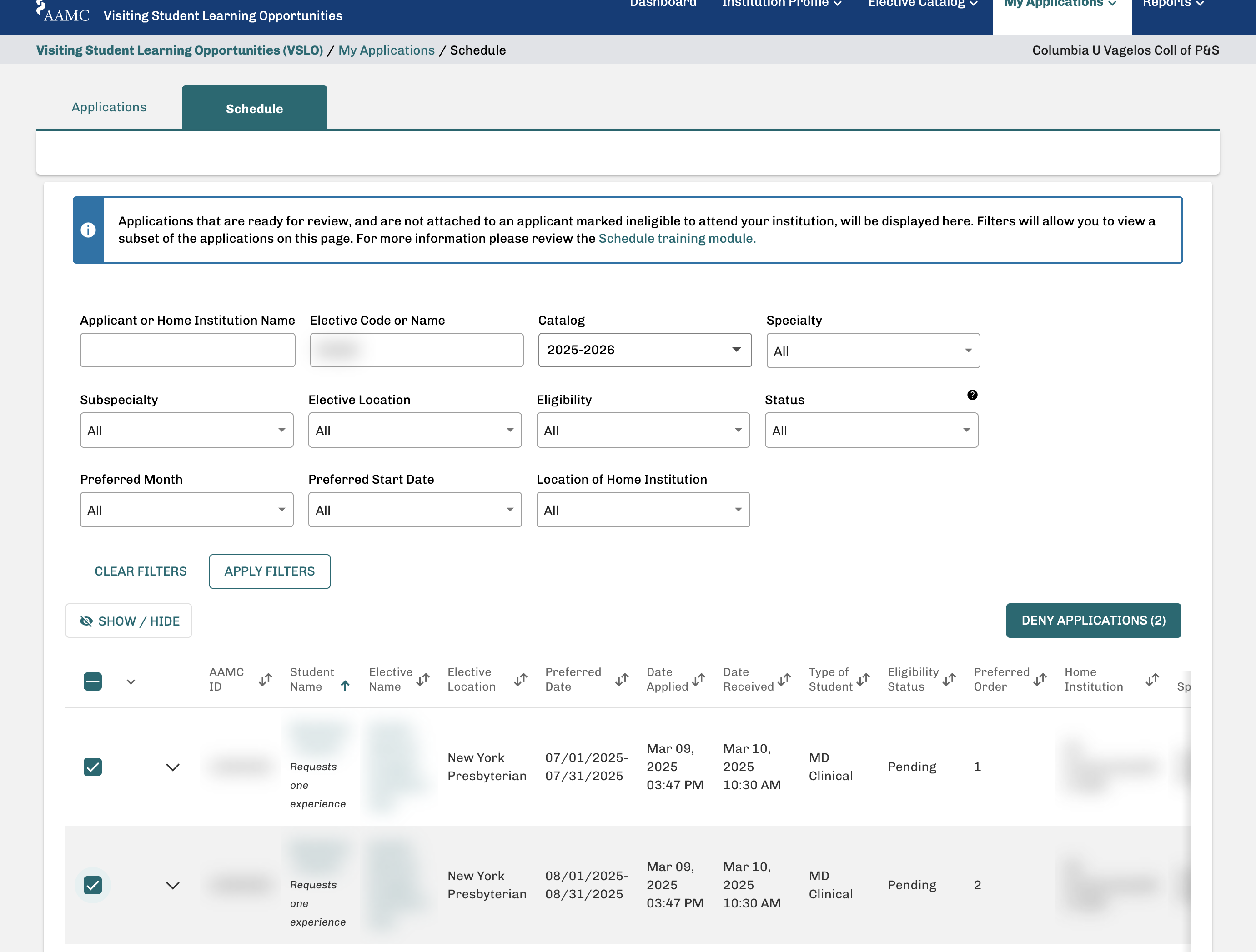 Click on DENY APPLICATIONS