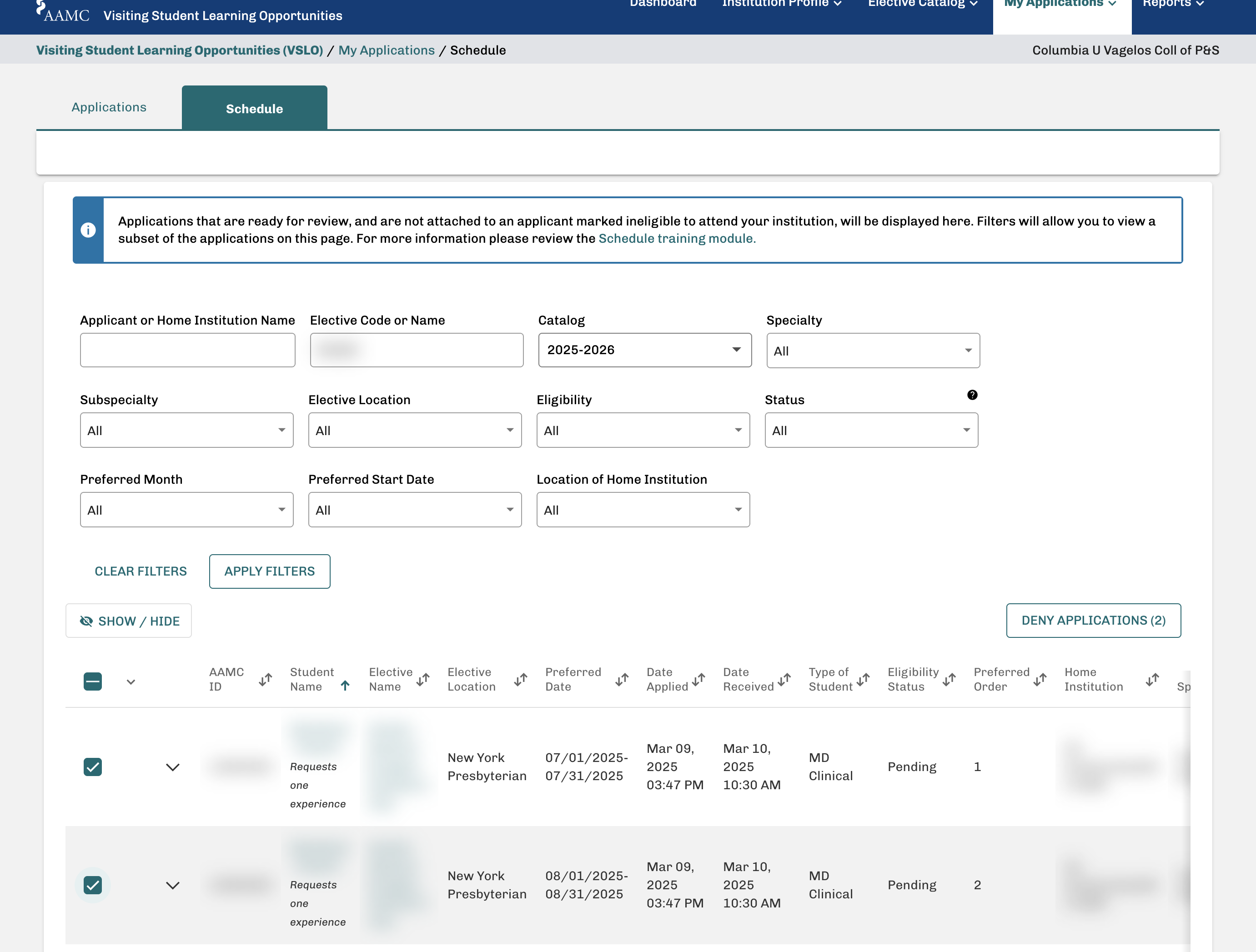 OR check multiple applications