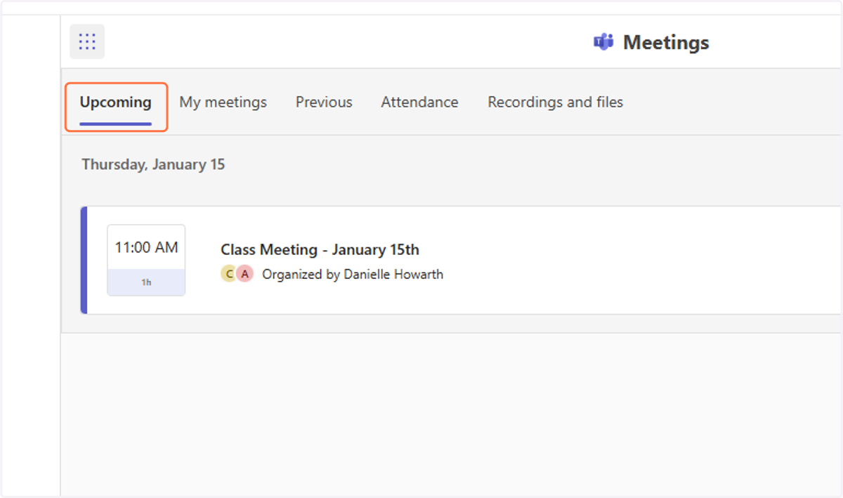 Select Upcoming Meetings.