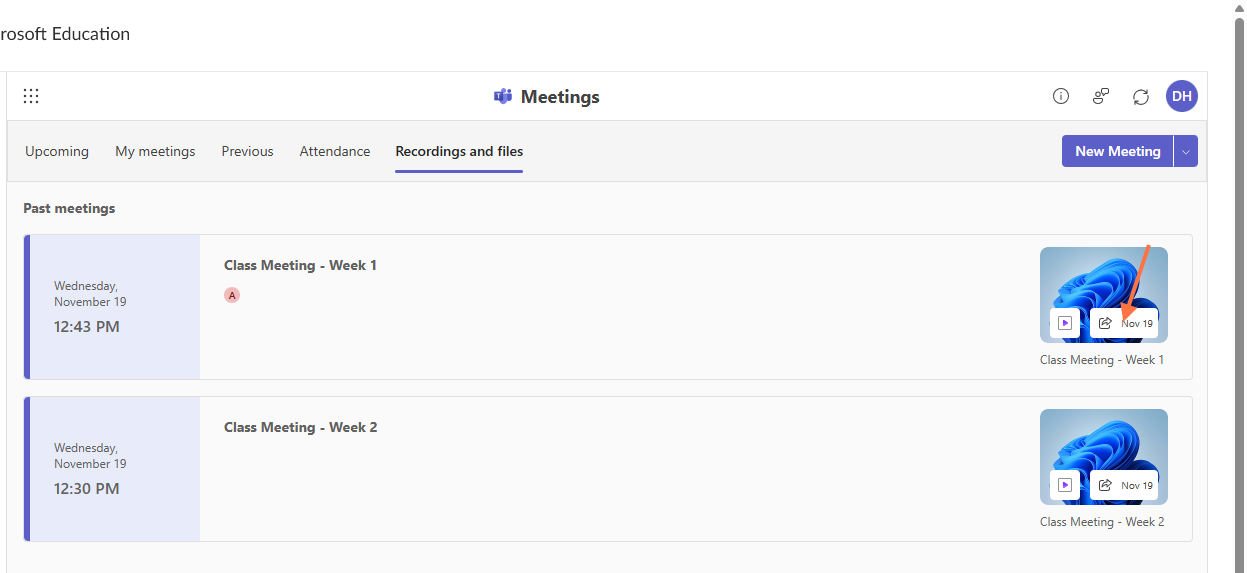 Select Recordings and files.