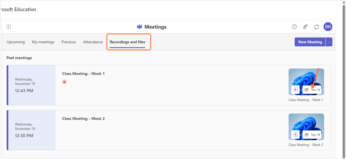 Select Recordings and files.