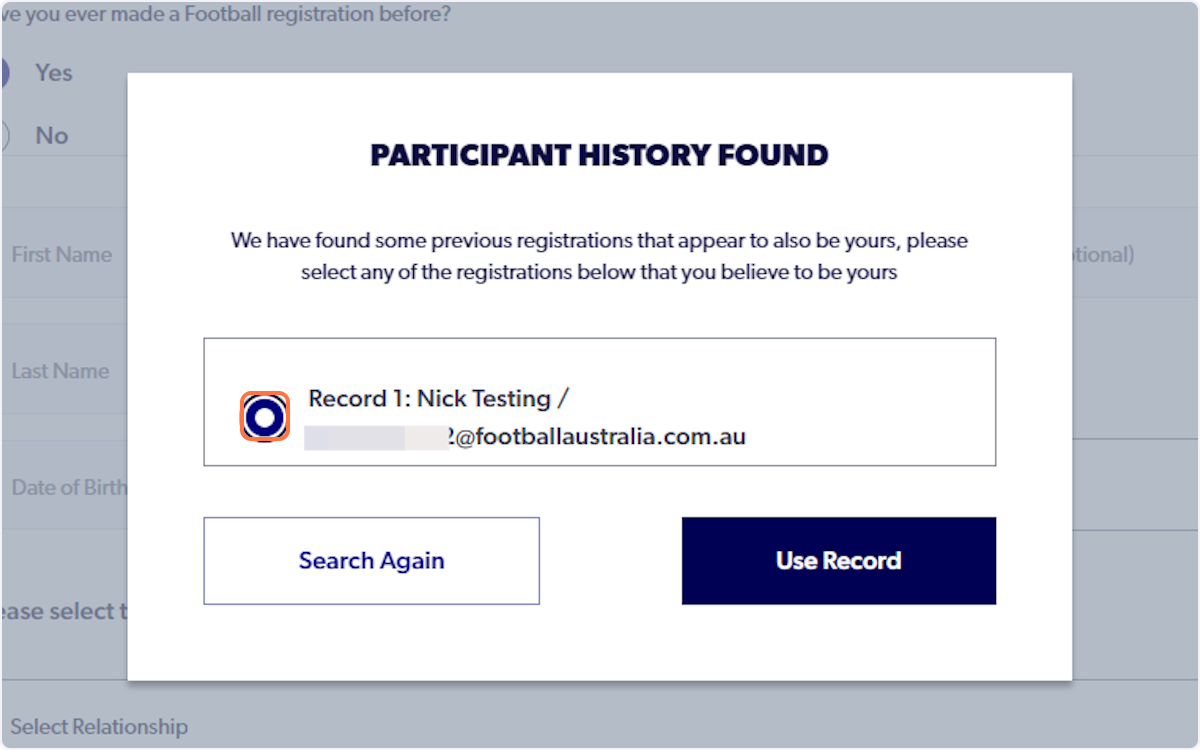 Select relevant participant history