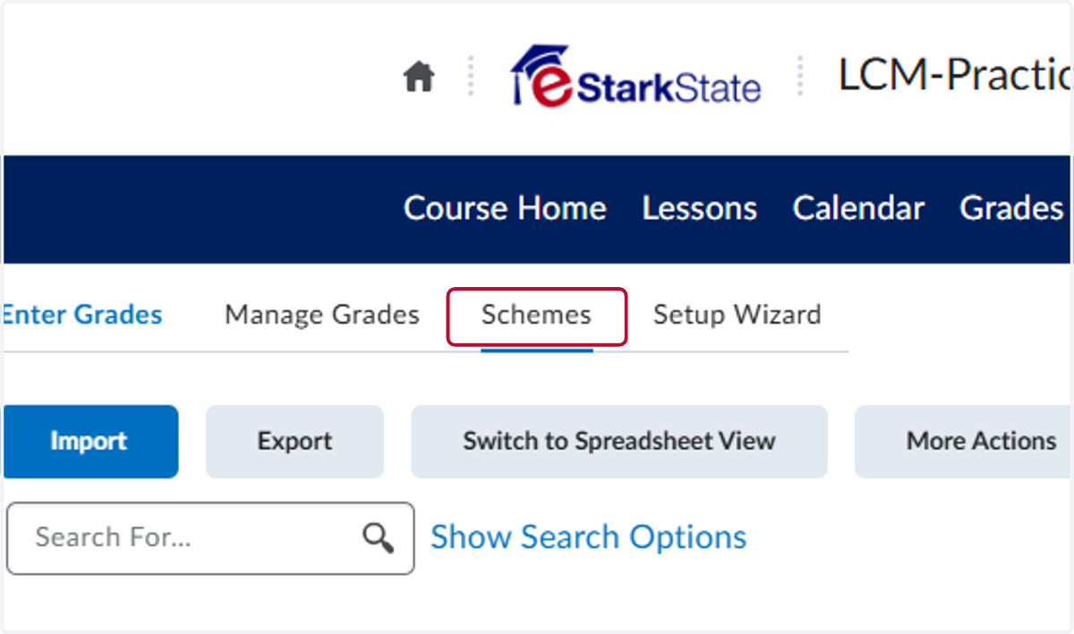 On the Grades page, click on Schemes.