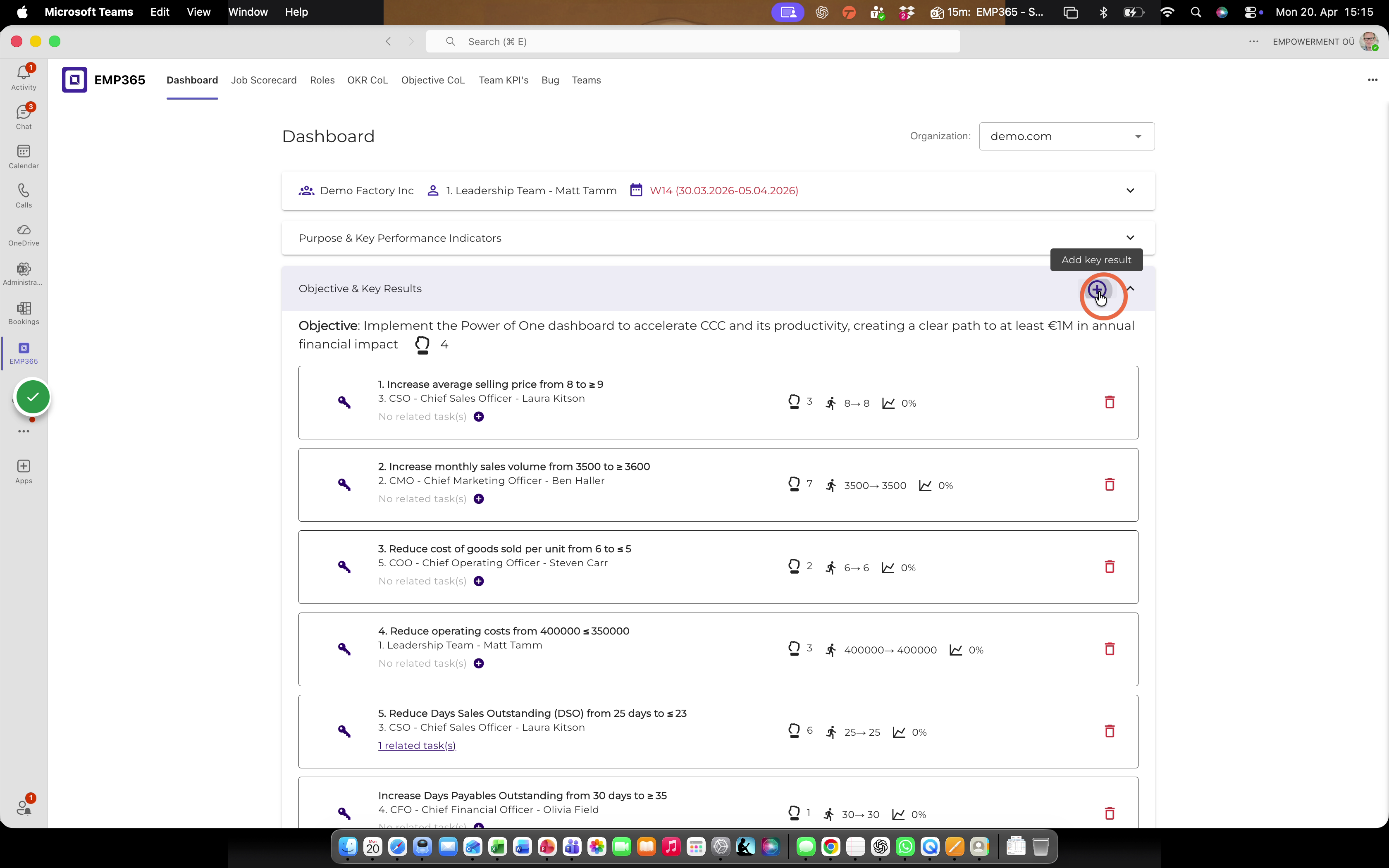 Click Add Key Result