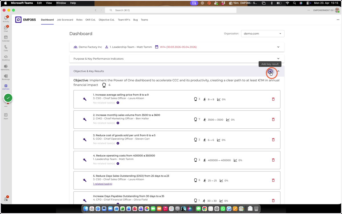 Click Add Key Result