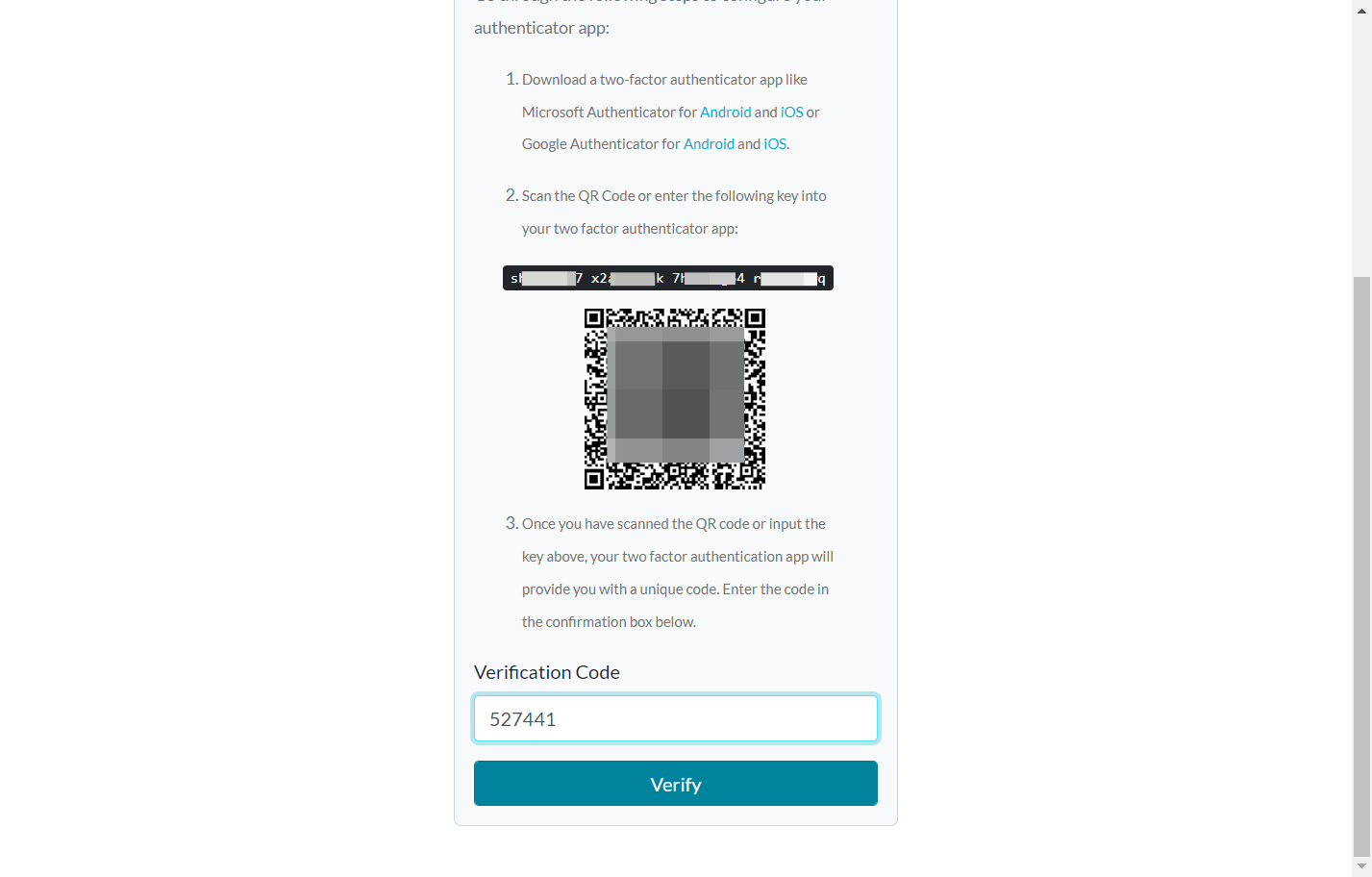 Click on Verify