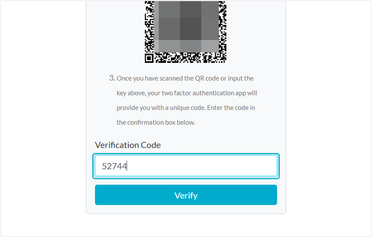 Type the one-time code generated in your Authentification app