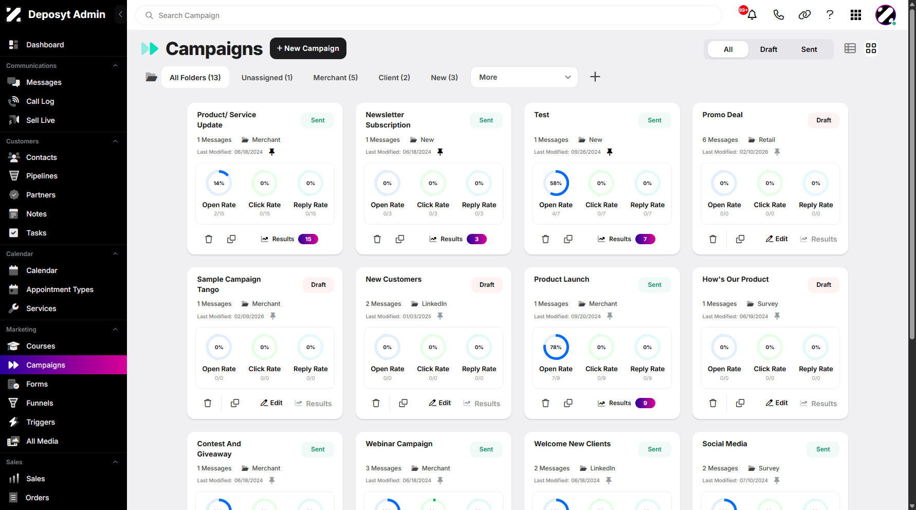Step 4: You will then be navigated to the Campaigns List view.