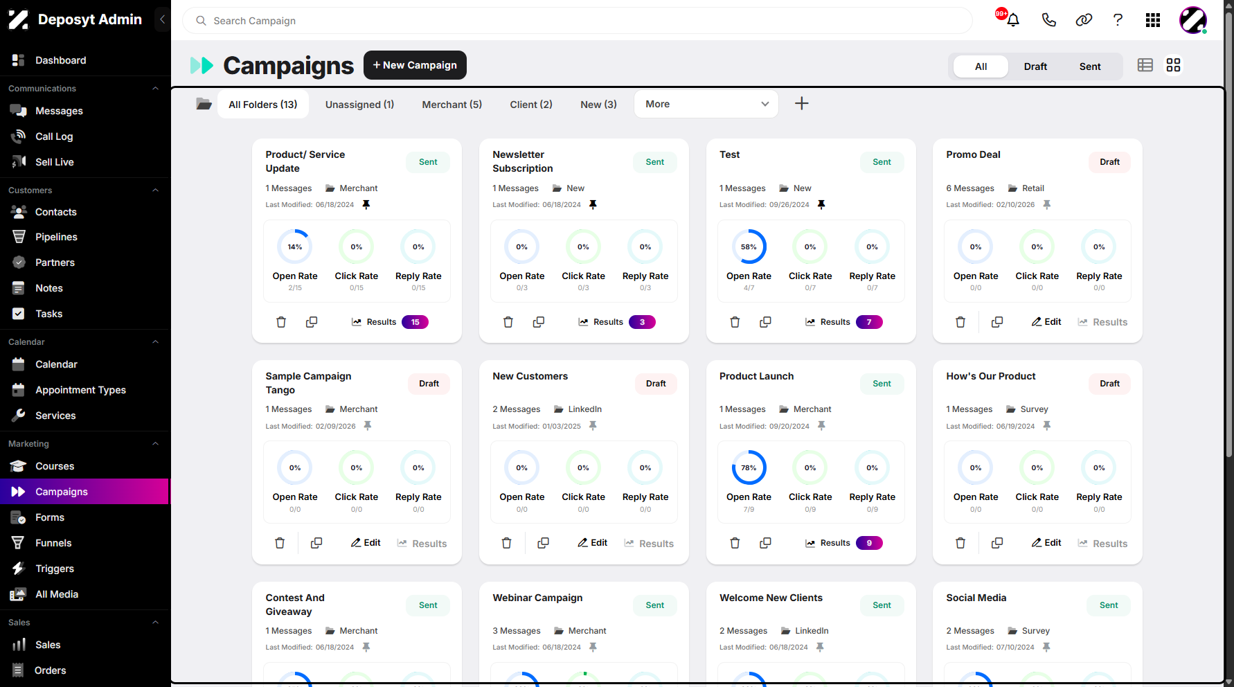 Step 4: You will then be navigated to the Campaigns List view.
