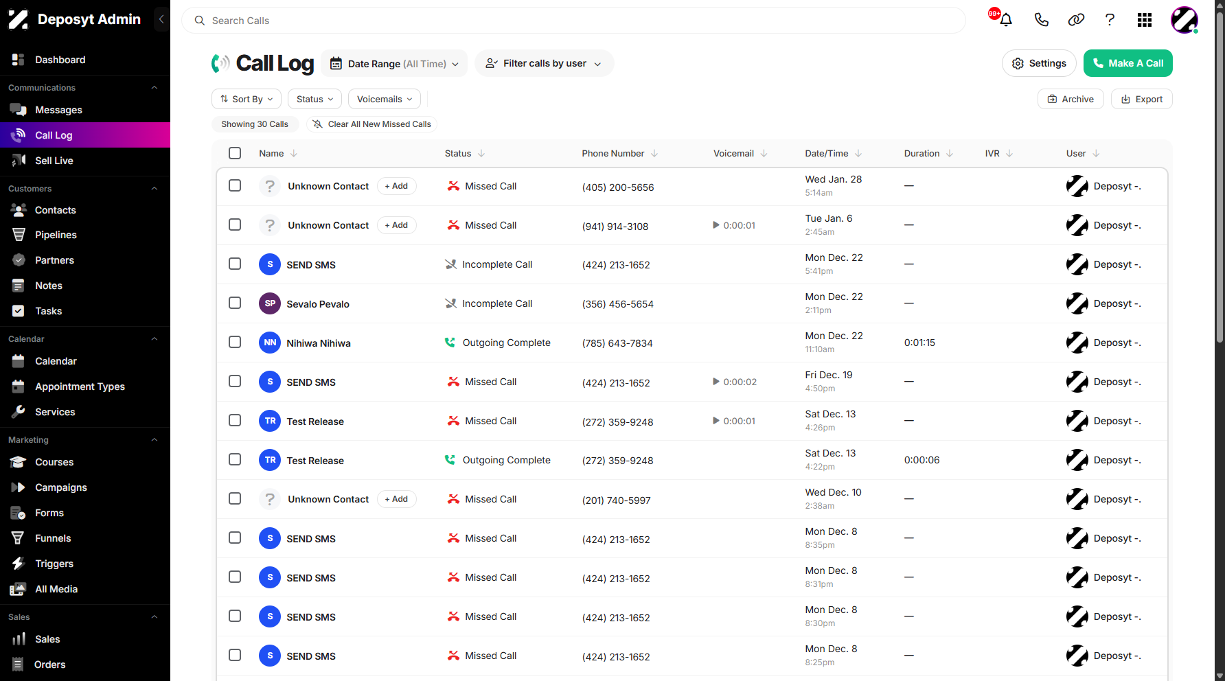Step 2: You will be navigated to the Call Log.