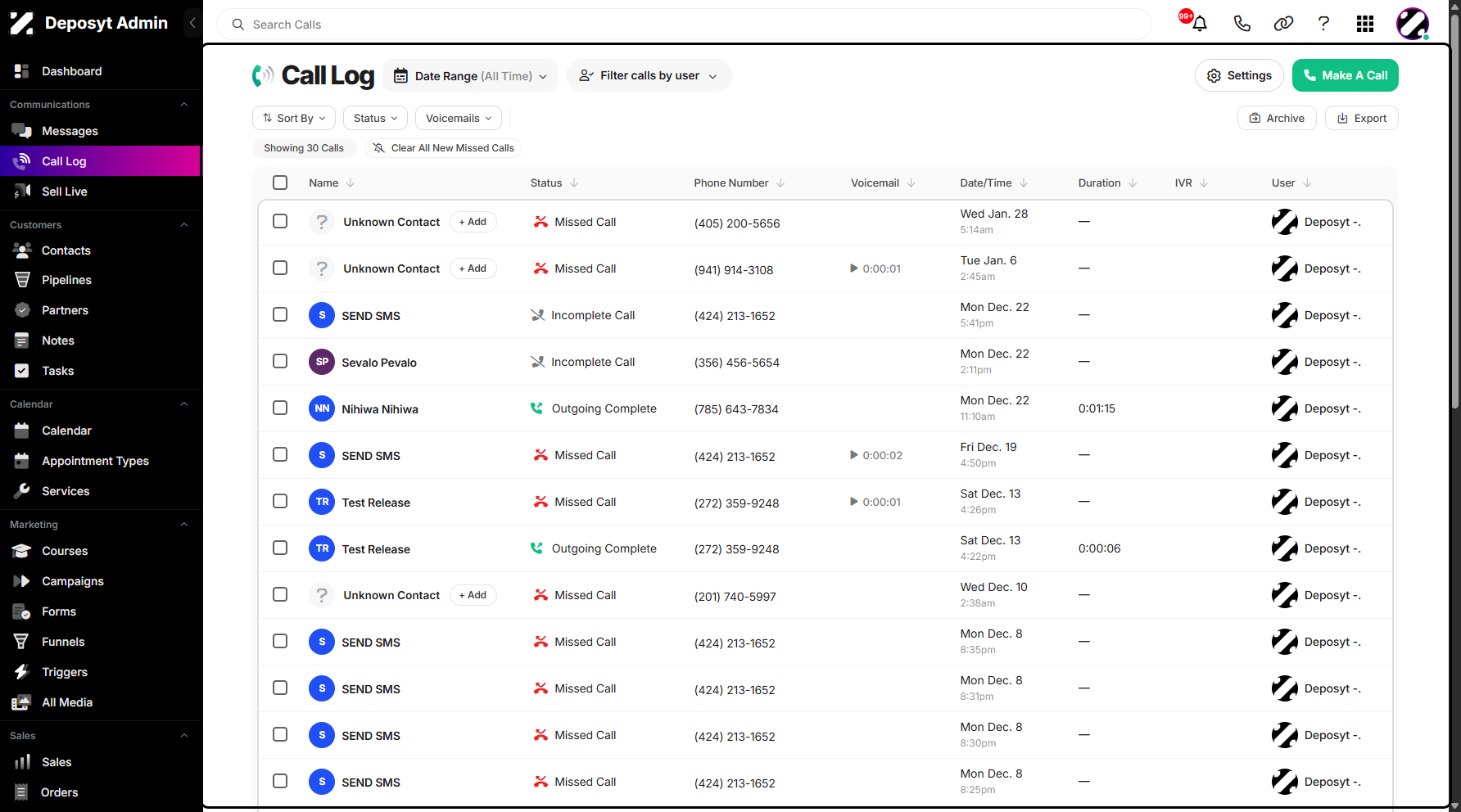 Step 2: You will be navigated to the Call Log.