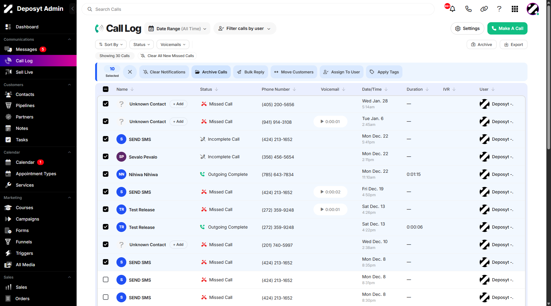 Step 6: Click on Archive Calls to continue.