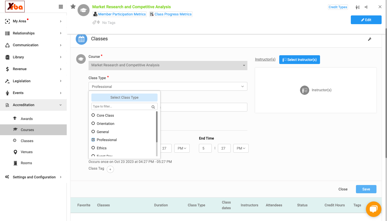 Click on Select Class Type…
