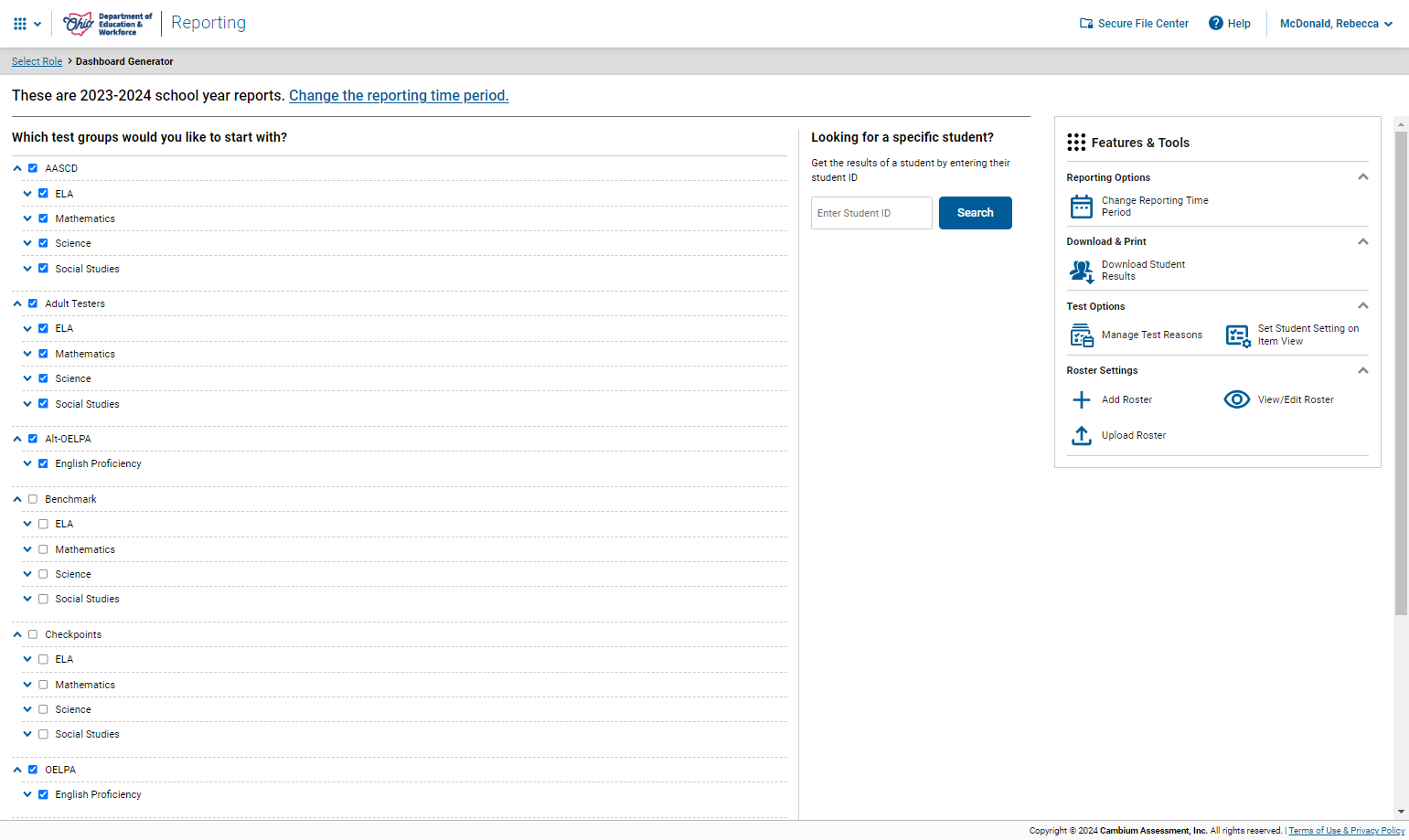 Click on Change Reporting Time Period