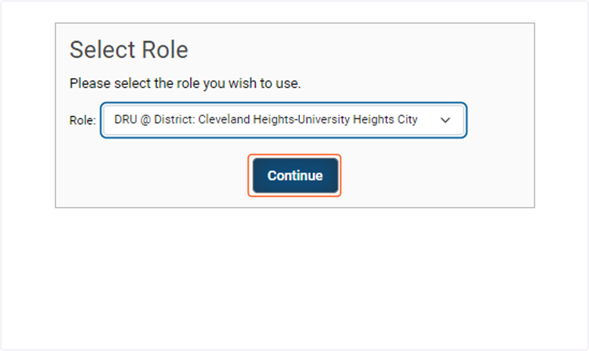 Select your role then click Continue