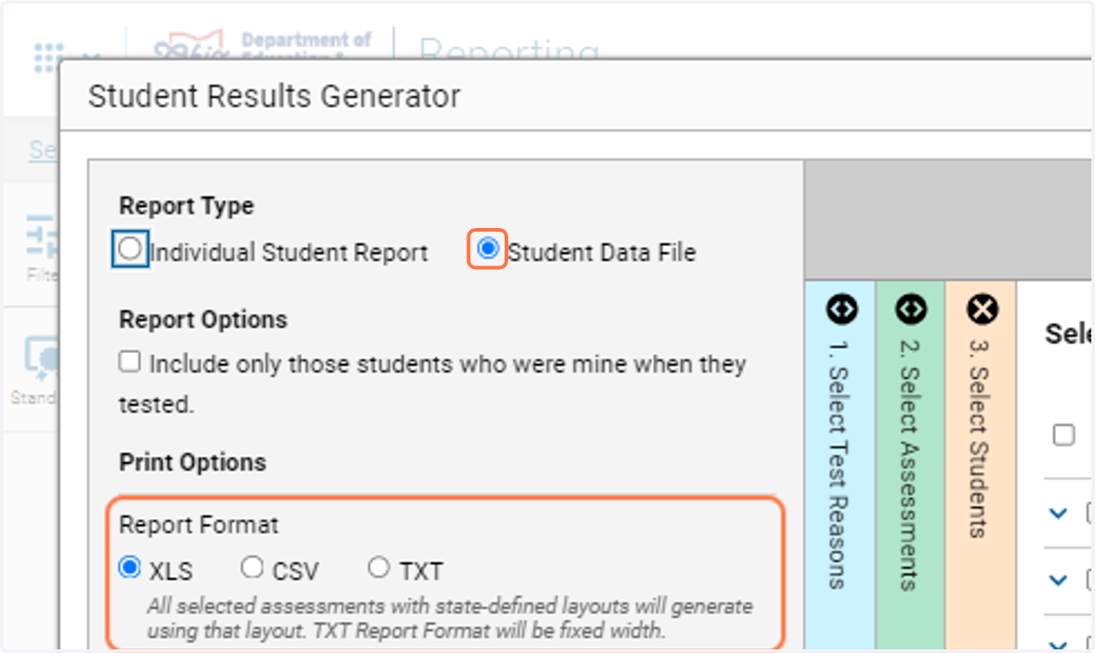 Select Student Data File