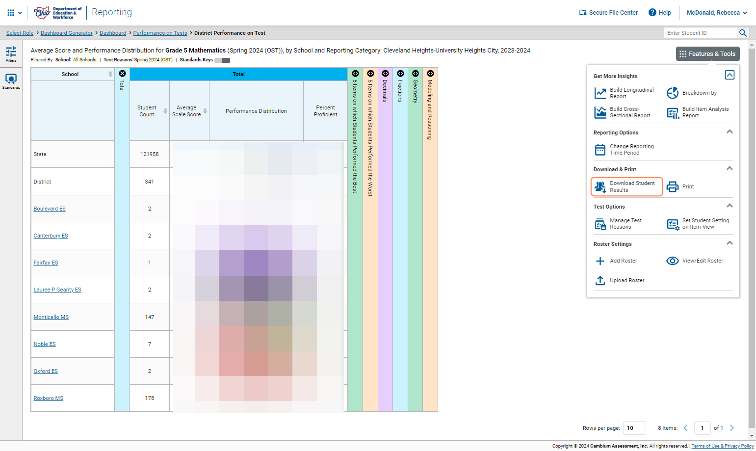 Click on Download Student Results