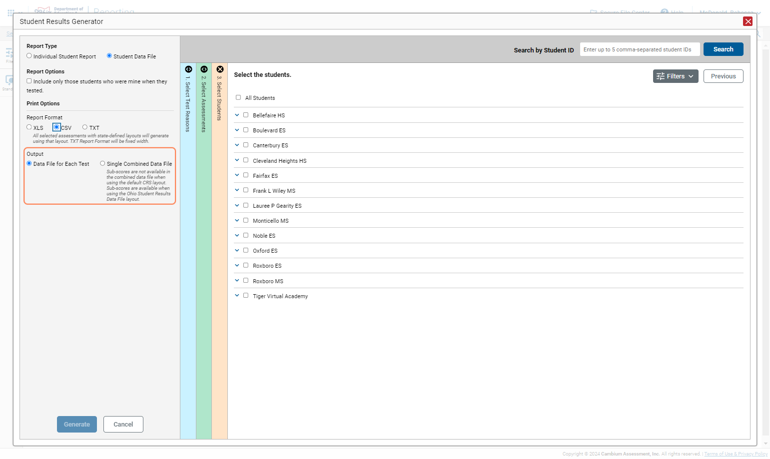 Select CSV