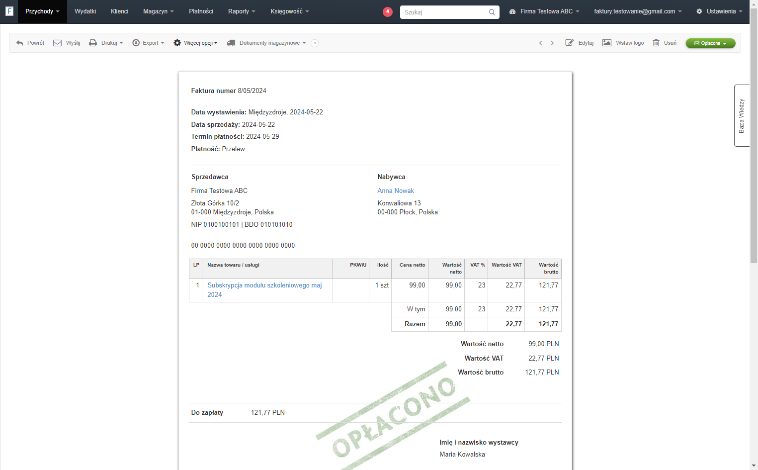 System przeniesie Cię do podglądu dokumentu. Z menu podręcznego ponad dokumentem wybierz 'Więcej opcji'.