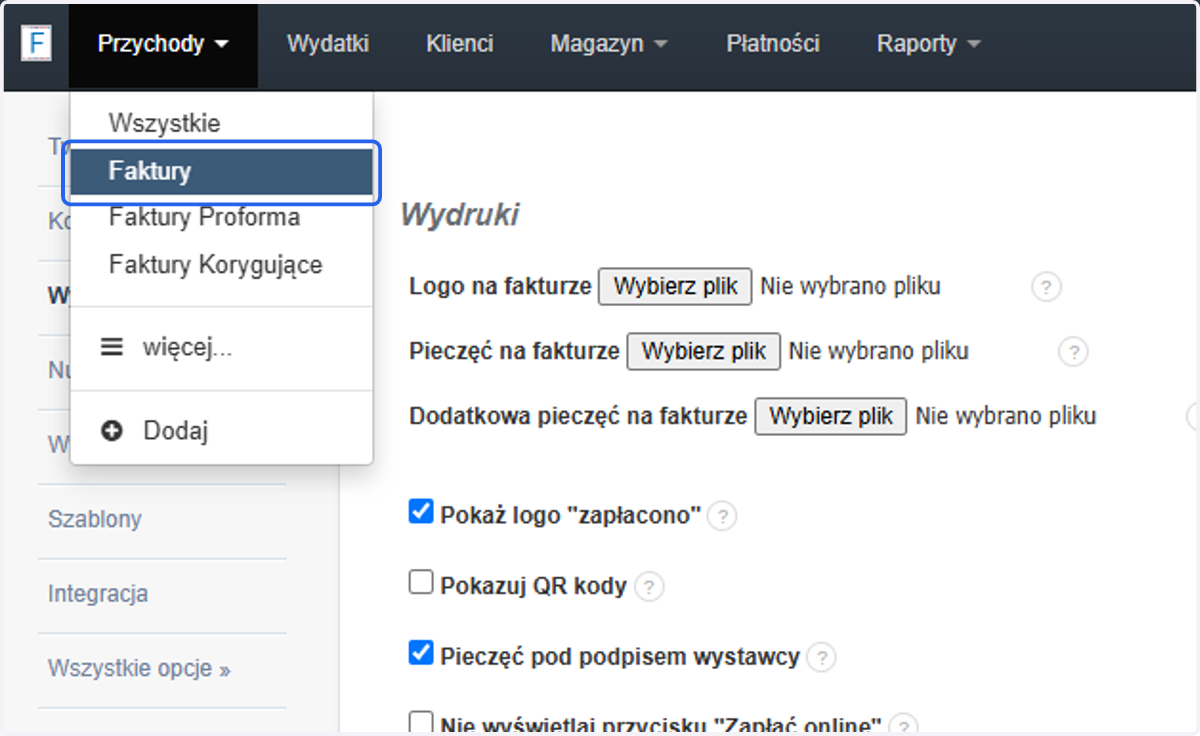Aby zweryfikować zmianę, przejdź ponownie do zakładki Przychody > Faktury.