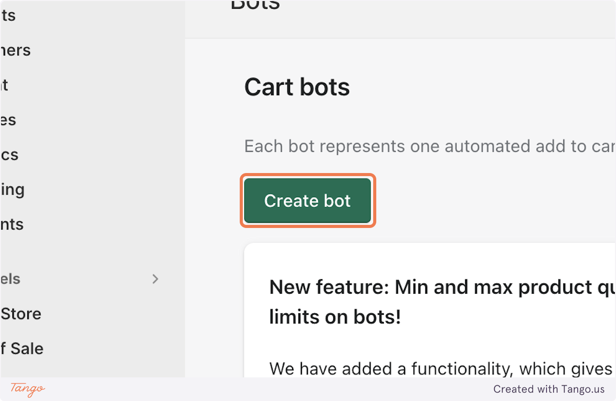 Click on Create bot