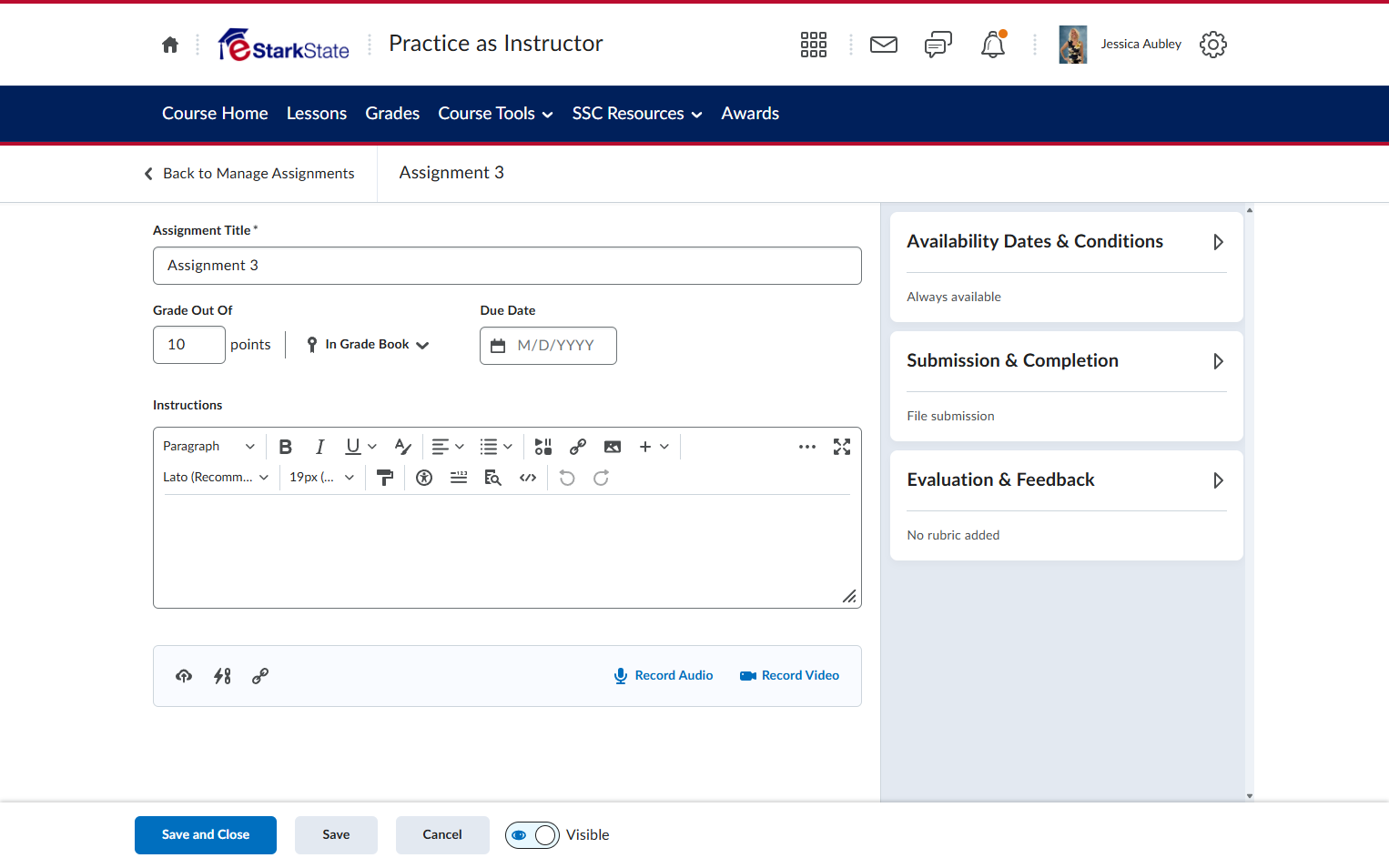 Click on Submission & Completion