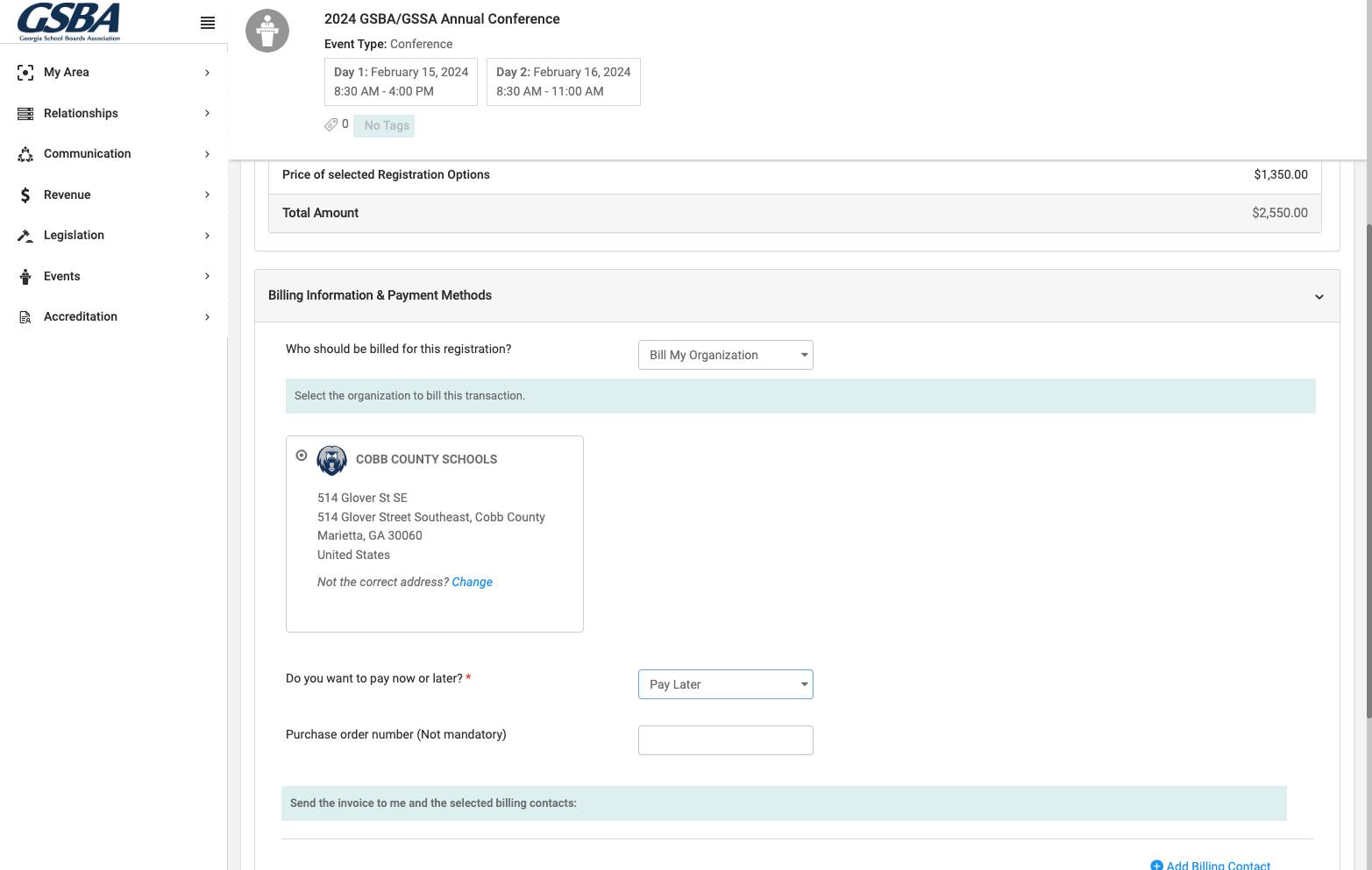 If you want to be invoiced, Select Pay Later option