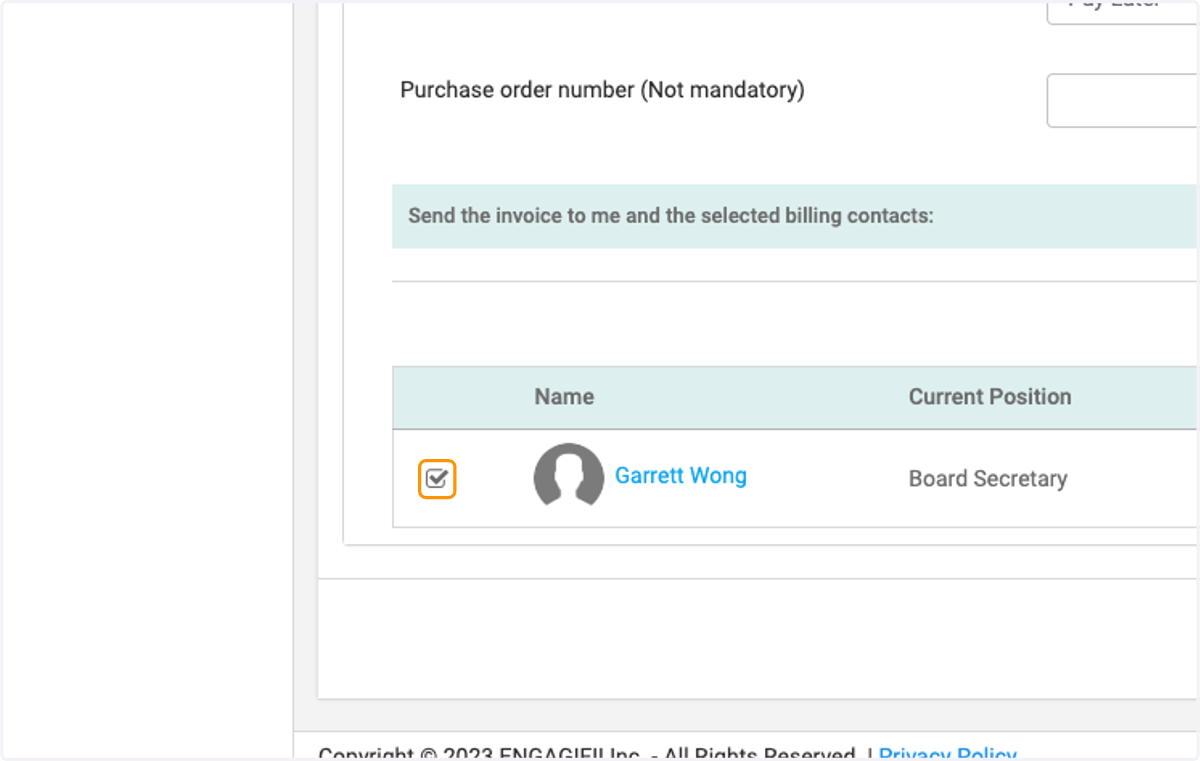 Check on Billing Contact