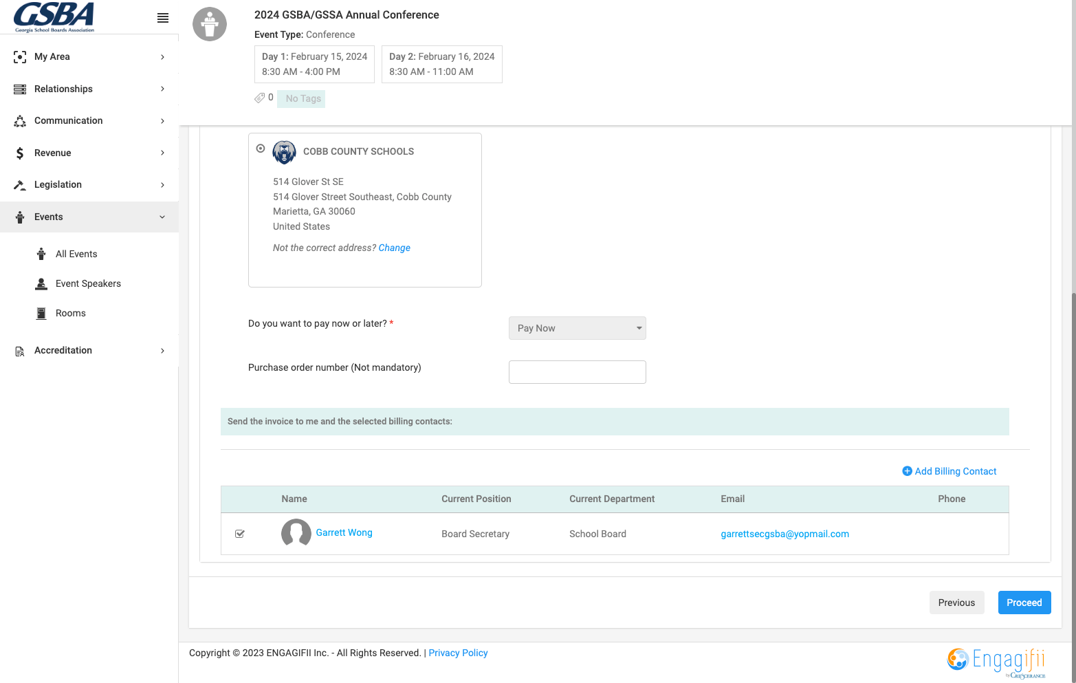 Check on Billing Contact