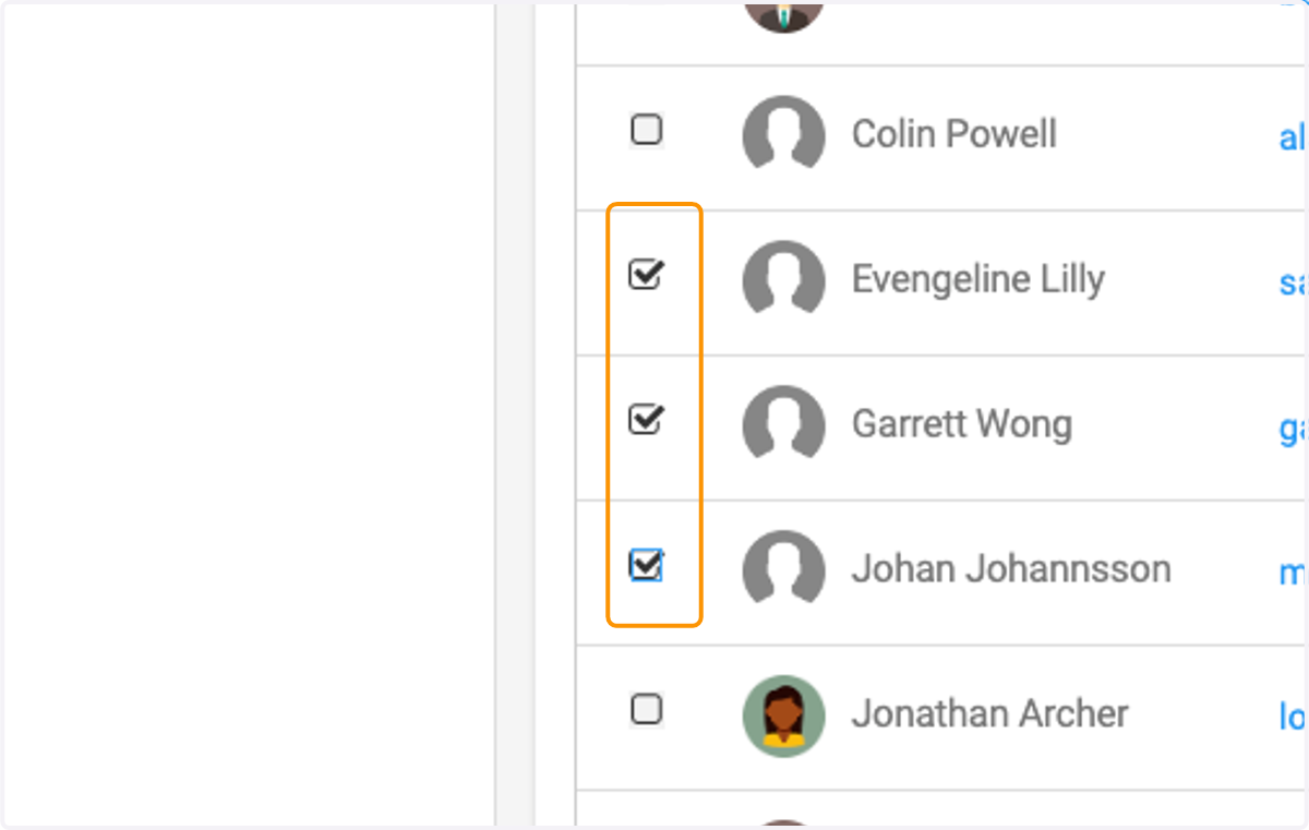 Check on the boxes to select the members of your organization you want to register