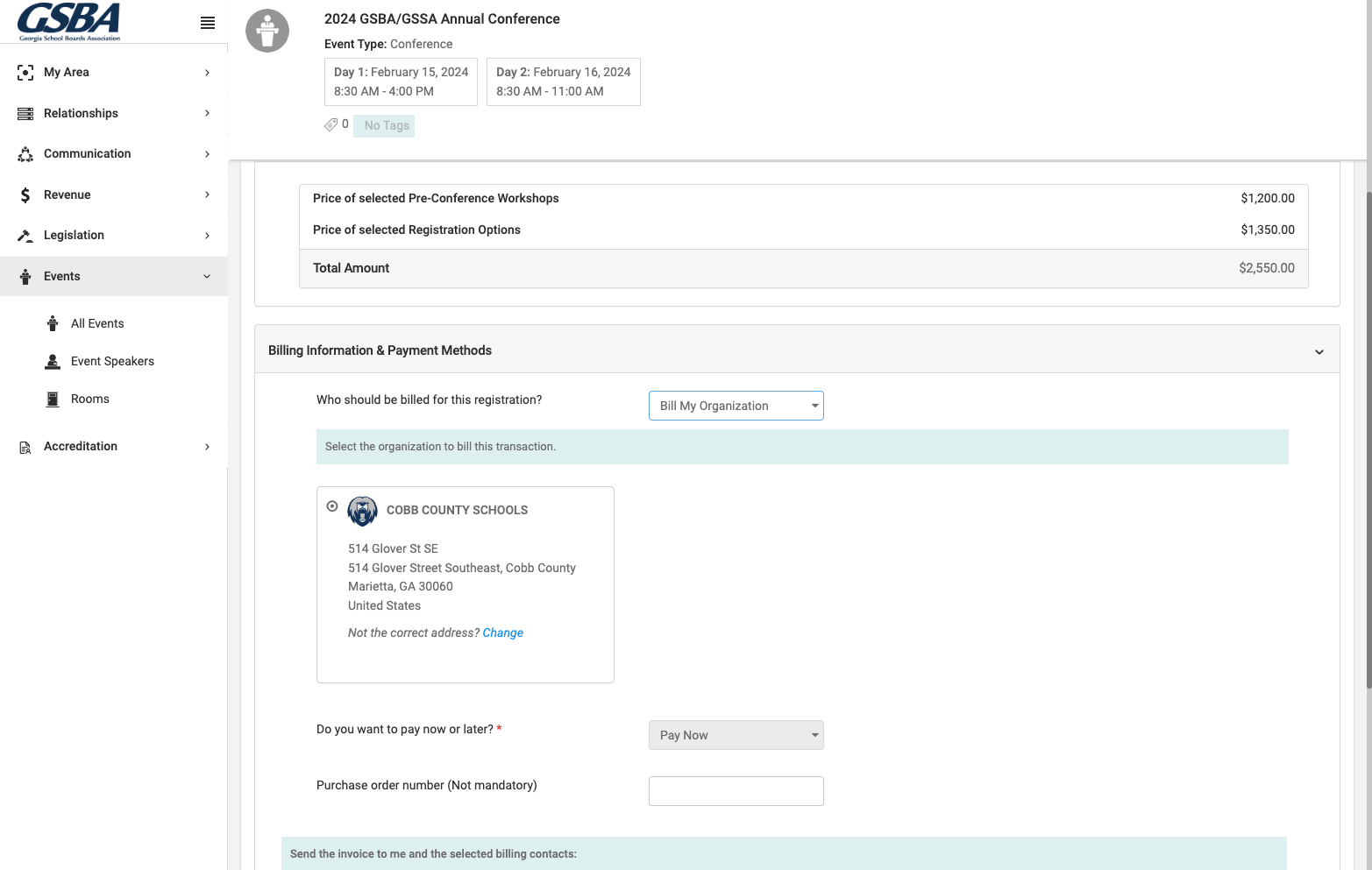 Click on your organization and review details