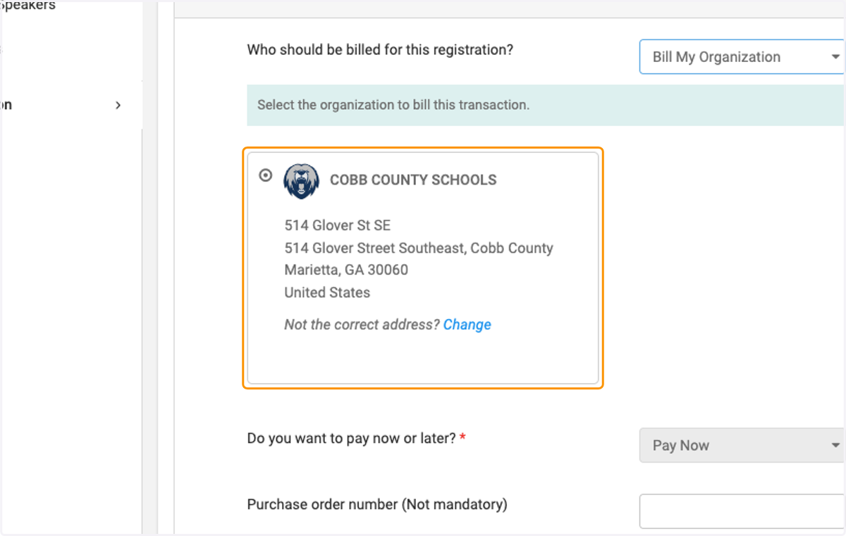 Click on your organization and review details