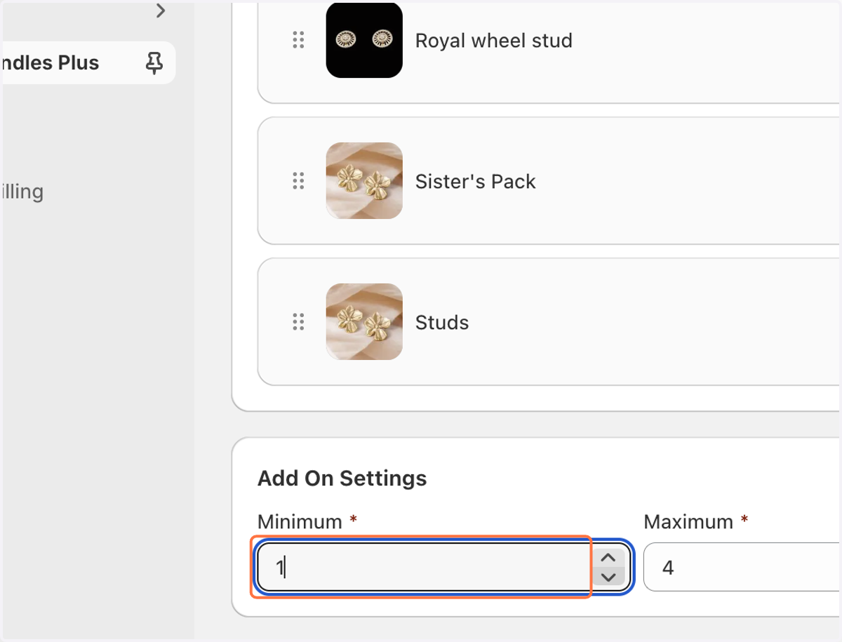 Choose Add Ons Settings