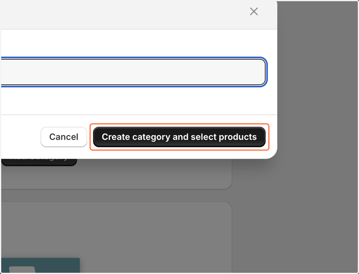 Click on Create category and select products