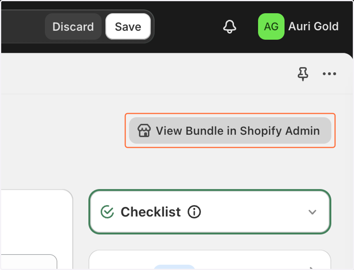 Click on View Bundle in Shopify Admin"