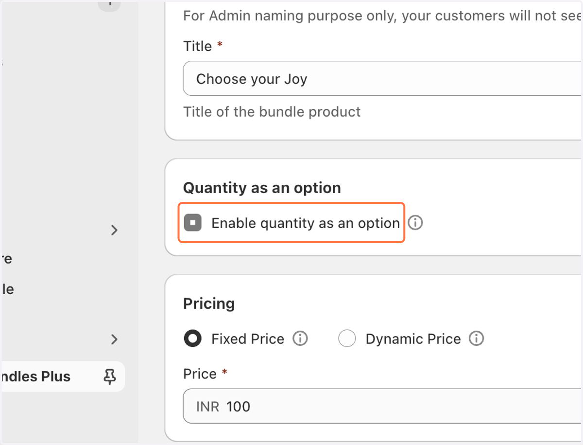 Uncheck Enable quantity as an option