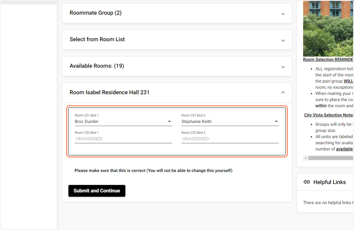 Assign selected students to the desired beds