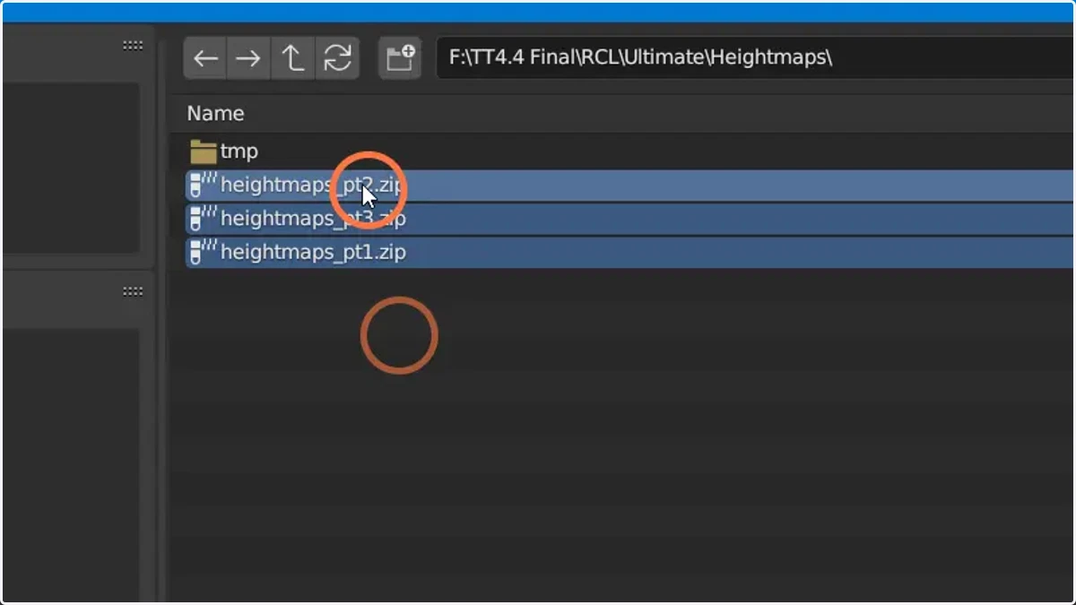 Find the location of the heightmap.zips and select them