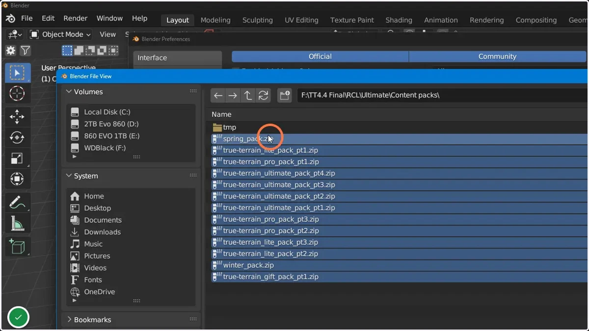Shift-select the content packs you wish to install