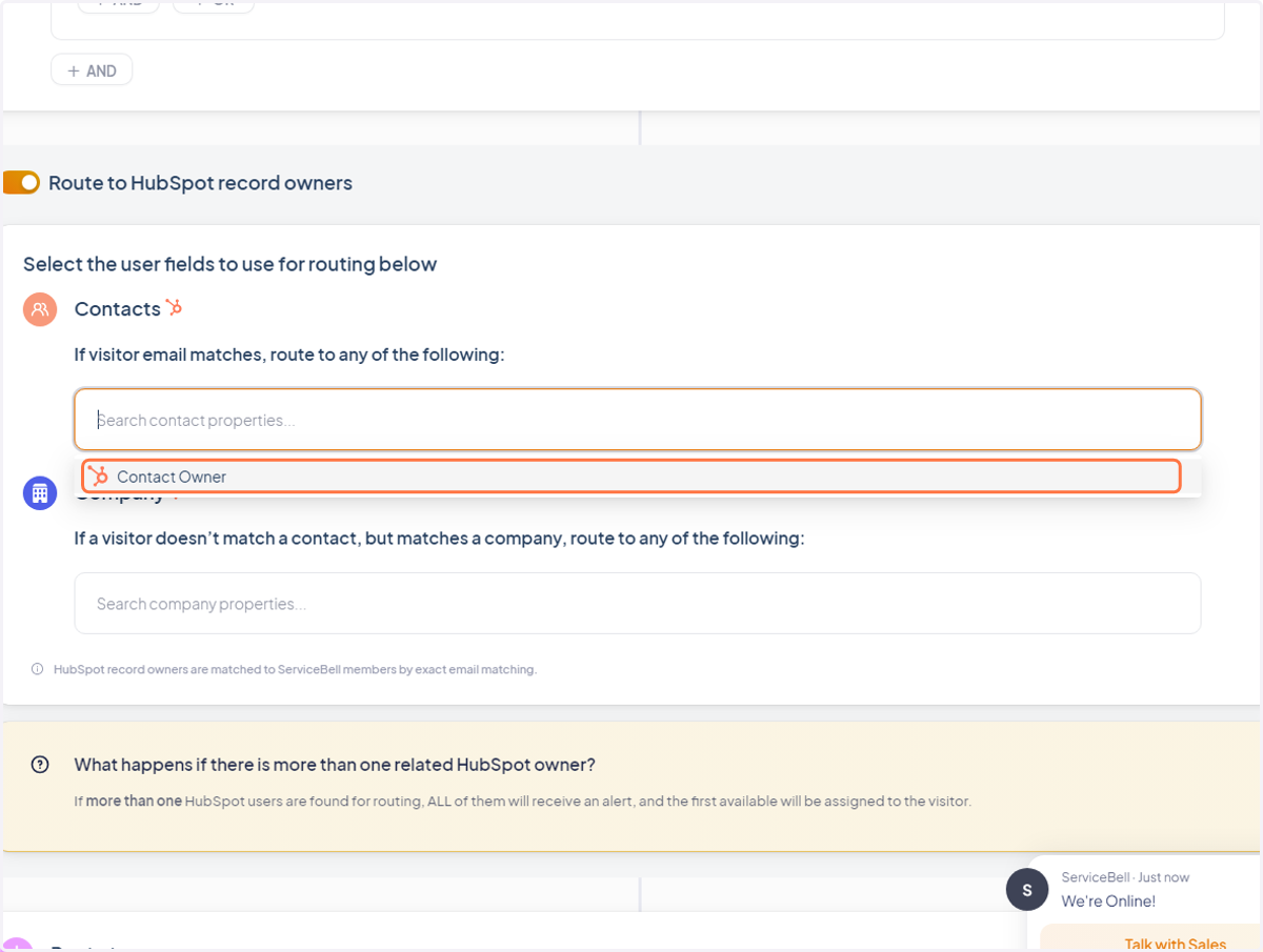 Select "Contact Owner" under the "Contacts" section