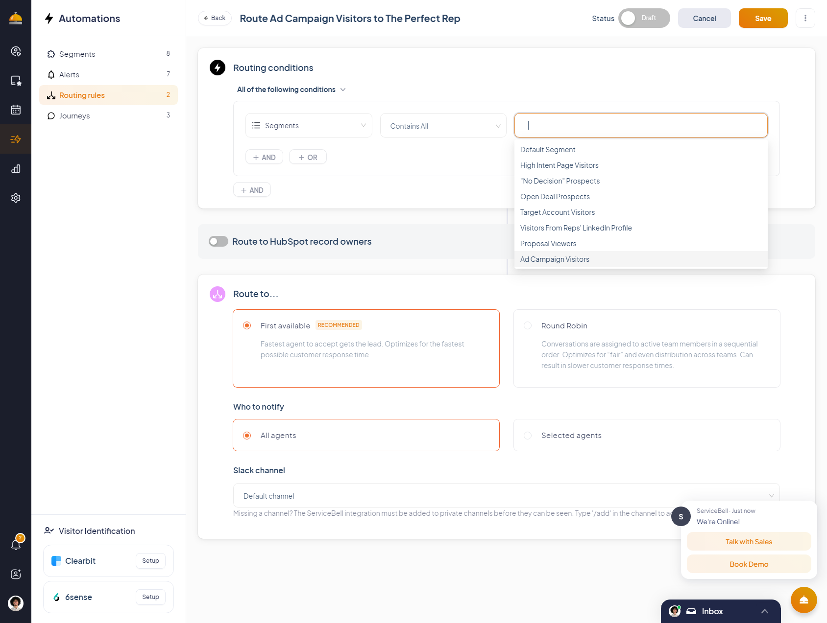Select the visitor segment "Ad Campaign Visitors"